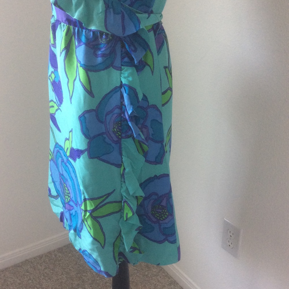 Kate Spade Turquoise Floral Wrap Dress / Size 8 - Picture 6 of 12